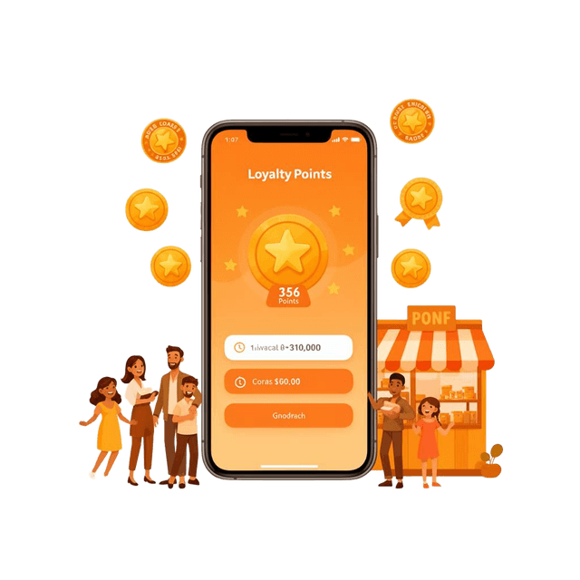 App PontueFácil mostrando pontos de fidelidade digital no celular