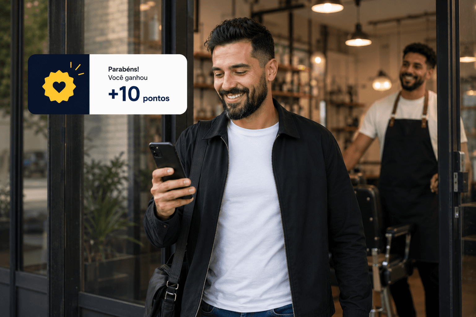 Interface mostrando pontos sendo adicionados ao celular do cliente