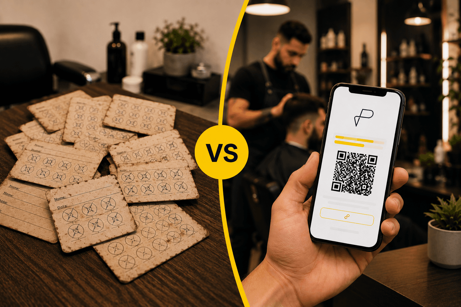 Dono de negócio usando a Pontue Fácil para pontuar um cliente